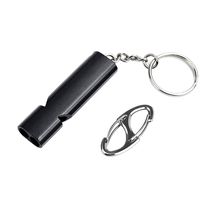 Binboll Double-Tube Whistle Aluminum Alloy Survival Whistle for Outdoor Needs Sports Referee Emergency (Black)