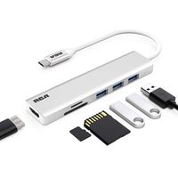 USB C Hub, RCA USB C Adapter, 4K USB C to HDMI, 3 USB 3.0 Ports, SD/TF Card Readers, Compatible with MacBook Pro, Chromebook, XPS, Laptop and More USB Type C Devices