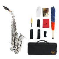 ammoon LADE Brass Golden Carve Pattern Bb Bend Althorn Soprano Saxophone Sax Pearl White Shell Buttons Wind Instrument with Case Gloves Cleaning Cloth Grease Belt Brush