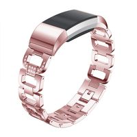Maxjoy Compatible with Fitbit Charge 2 Bands, Charge2 HR Metal Replacement Diamond Rhinestone Bracelet Strap Large Women Wristband Compatible with Fitbit Charge 2 Tracker, Rose Gold