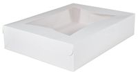 Southern Champion Tray 23133 Paperboard White Lock Corner Window Bakery Box, 19" Length x 14" Width x 4" Height (Case of 50)