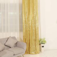 TRLYC 2FT by 8FT Christmas Sparkly Gold Sequin Window Curtain Backdrop for Wedding Party