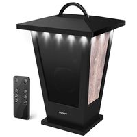 Bluetooth Speaker Waterproof - Pohopa Indoor Outdoor Wireless Speaker with Lights, 10W Surround Bass, 20 Piece LED Strip Lights Around, Support Remote Control, Lantern Design (Black)