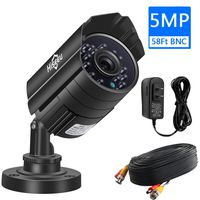5MP Outdoor Security Camera,AHD/CVI/TVI/XVI 1/3" CMOS CCTV Home Surveillance IP66 Weatherproof 3.6mm Lens with IR Cut,9.8Ft Power Cable,DC 12V 1A Power Adapter, 58Ft BNC Cable
