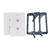 KCC Industries 2-Port Cat6 Ethernet Cable Wall Plate | Female-Female with Mounting Bracket +UL/CSA Listed Safe+ (2-Pack)