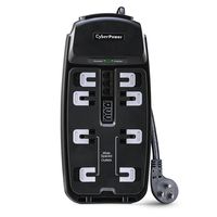 CyberPower CSP806T Professional Surge Protector + TEL Protection, 2250J/125V, 8 Outlets, 6ft Power Cord