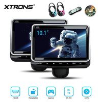 XTRONS Universal 10.1 inch Car Headrest Multimedia CD DVD Player with HDMI USB SD Port Support 8Bit & 32Bit Games Screen Sharing Mounting Bracket & 2pcs IR Wireless Headphones Included