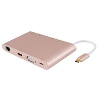 USB Type C Hub, CableCreation 10 in 1 USB-C to HDMI, VGA,Gigabit Ethernet,3 USB 3.0 Port, 3.5mm Audio Port, SD/Micro SD Card Reader, USB-C Female Charger Adapter,(Compatible Thunderbolt 3), Rose Gold