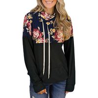 Womens Turtleneck Tops, ✔ Hypothesis_X ☎ Floral Print Pullover Casual Long Sleeve Drawstring Sweatshirt Pocket Black