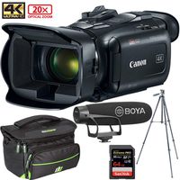 Canon VIXIA HF G50 4K UHD 4K 20x Optical Zoom Camcorder Black Bundle with 64GB Memory Card, 60-Inch Video & Photography Tripod, Shotgun Video Microphone and Camera Bag for DSLR
