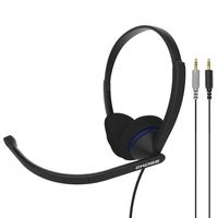 Koss CS200 Double-Sided On-Ear Communication Headset, Noise-Cancelling Electret Microphone, Flexible Microphone Arm, Wired with Dual Analog Plugs, Black