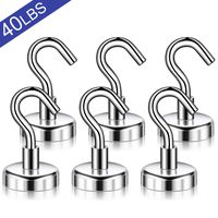 Aptgaga Strong Heavy Duty Magnetic Hooks, Strong Neodymium Magnet Hook for Home, Kitchen, Workplace, Office and Garage, Hold up to 40 Pounds - 6 Pack