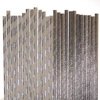 Silver Foil Paper Straw Mix - Silver, White, Solid, Striped (100)