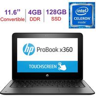 Business HP ProBook x360 11 G1 EE 11.6in HD Touchscreen 2-in-1 Laptop Intel Core Celeron N3350 1.10 GHz 4GB RAM 128GB SSD Bluetooth Up to 11 hrs Battery Win 10 Pro (Renewed)