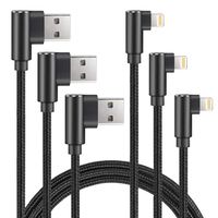 iPhone Gaming Charger Cable, 3 Pack 2M/6FT 90 Degree iPhone Cable Nylon Braided Fast Speed Data Sync Charging Cord Charger Cable Compatible for iPhone Xs/XS Max/XR/X / 8/8 Plus / 7/7 Plus and More