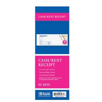 BAZIC 50 Sets 7 1/2" x 2 3/4" 2-Part Carbonless Cash or Rent Receipt 144 count