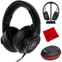 Mackie MC Series MC-150 Closed-Back Professional Studio Headphones (Black) + Full-Sized Premium Hard Body Headphone Case w/Plush Interior + Pro Audio Headphone Stand + Microfiber Cleaning Cloth