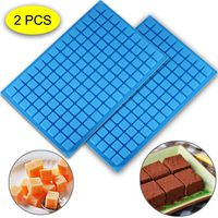 (2 PCS)126 Cavity Square Silicone Mold/Mini Candy Molds for Chocolate Gummy Ice Cube Jelly Truffles Pralines Caramels Ganache Random Color (11.53"x7.63"x0.47")