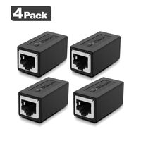 Network Cable Coupler, Dingsun RJ45 Coupler Ethernet Cable Extender Adapter for Cat7, Cat6, Cat5e, Support 100BASE-TX (Black-4 Pack)