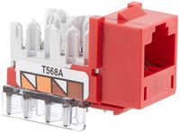 Hubbell HXJ6R XCELERATOR Series RJ Jack, CAT6, 8 Position, Universal 586A/B Wiring, Red (Pack of 25)