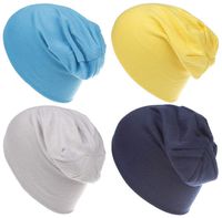 Qandsweat Baby Boy's Hat Kids Cool Knit Beanie Hats Toddlers Caps Vertical Tail Style 1-5T (Blue Yellow Light Grey Navy)