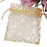 Sealike 100 Pcs Champagne Organza Drawstring Pouches Jewelry Party Wedding Favor Gift Bags with Stylus