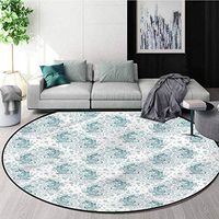 Fish Warm Soft Cotton Luxury Plush Baby Rugs,Simplistic Floral Petals Retro Non-Slip Living Room Soft Floor Mat Diameter-55