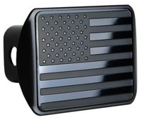eVerHITCH USA US American Stainless Steel Flag Metal Emblem on Metal Trailer Hitch Cover (Fits 2" Receivers, Black)