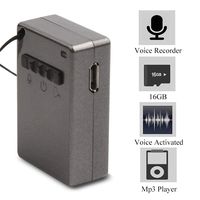 Mini Digital Voice Recorder, Dedatre Square Mp3 Voice Activated Recording Device Connected to 3.5mm Headphone Playback, 16GB Memory, 160mAh Battery, Suitable for Lectures,Conferences,Play Music,Gray