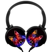 Hidui Heavy Bass Headphone Cool Fox Surround Sound High Fidelity Stereo Rotation Axis Design Portable Wired Headset For Adult's or Child's
