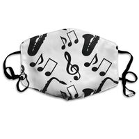 Musical Music Notes Treble Clef Saxophone Pattern Dust Mask,Washable and Reusable Cleaning Gardening Outdoor Activities Warm Windproof Mask