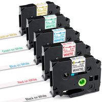 Compatible with TZe P-Touch Brother Label Tape 12mm 0.47 Inch TZe-231 TZe-232 TZe-233 TZe-236 TZe-234 Brother TZe Tapes Use for Brother PT-D210 PT-H110,(Black/Red/Blue/Green/Gold) on White, 5-Pack ...