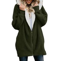 Women's Warm Faux Shearling Coat Fuladelt Fluffy Fur Outwear Long Sleeve Zipper Shaggy Oversized Jacket Overcoat Green