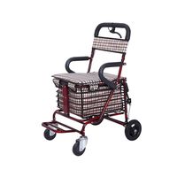 Folding Roller Walker Adjustable Height Limit Mobile Assisted Elderly Travel Shopping Pedal Walker Trolley Shopping Cart Trolley