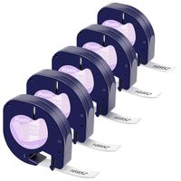 5-Pack Replace DYMO LetraTag Refills Clear Plastic Label Tapes 16952 Compatible with DYMO LetraTag Label Maker LT-100T LT-100H QX50, 1/2 Inch x 13 Feet 12mm x 4m