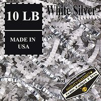 Mighty Gadget (R) 10 LB Premium White Silver Metallic Mix Crinkle Cut Paper Shred Filler for Gift Wrapping & Basket Filling