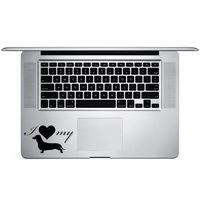 I Love My Dachshund Weiner Dog Silhouette Heart Vinyl Sticker Laptop Keyboard Inside Corner iPhone Cell Decal (3.5" Wide)
