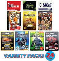 Variety Pack (24 Caps) Male Performance, Energy, Enhancement, and Endurance Bundle with Booklet