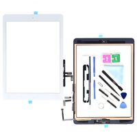 Compatible with ipad Air 1st (5th Generation) A1474 A1475 A1476 Touch Screen Glass Digitizer Replacement, Home Button Flex, Adhesive Tape,Repair Tools kit (White)