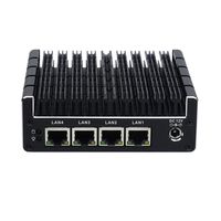 Kingdel Windows 7 Pro. Fanless Mini PC, Quad Core Intel Celeron J3160 CPU Desktop PC, 4GB RAM, 120GB SSD, 4×LAN, 1×COM, 2×HD Ports, 2×USB3.0, Wi-Fi, Mental Case