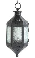 Vela Lanterns Hanging Moroccan Style Candle Lantern with Chain, Clear