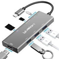 USB C Hub,Yusion USC-C 3.1 Multiport Adapter with 4K HDMI,Type-C Charging,3 USB3.0 Ports,SD/TF,for MacBook Pro,Chromebook and More USB C Devices (Grey)