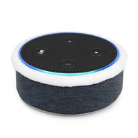 Fintie Protective Case for Amazon Echo Dot (Fits All-New Echo Dot 2nd Generation) - Premium Vegan Leather Sleeve Cover Plush Lined Holder Stand (Upgraded Edition) Navy (SAAD007US-AD)
