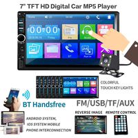 Keshangda 7 Inch Double Din Car Stereo MP5 MP3 Player with Bluetooth/AM/FM/USB/AUX in/Rear View/Mirror Link/Camera, Support Steering Wheel Control