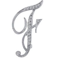 ANTOLL1Pcs A to Z 26 English Letters Silver Plated Metal Clear AAA+ Crystal Lapel Pin Brooches Collar (1pcs-F)