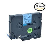 GREENCYCLE Compatible for Brother 1/2 inch (12mm) x 8m TZ531 TZe531 TZ-531 TZe-531 Standard Laminated Labeling Tape for GL-100 PT-1400 PT-1600 PT-2300 PT-9600 PT-E500 PT-P750W (Black on Blue, 50 Pack)