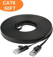 MAELINE PremiumCat 6 Ethernet Cable 50 Ft White - Flat Internet Network LAN Patch Cords - Solid Cat6 High Speed Computer Wire Snagless Rj45 Connectors for Router, Modem - 15 Meters (Black)