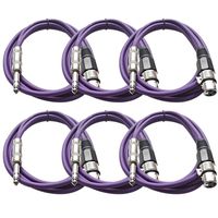 Seismic Audio SATRXL-F6 6-Feet XLR Female to 1/4-Inch TRS Patch Cables - Purple