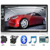 Podofo Double Din Car Radio 7" HD Car MP5 Player Digital LCD Touchscreen Monitor Car Stereo Bluetooth USB SD AUX Input Mirror Link FM Radio Receiver with Wireless Remote Control, Frame, Rear View Came