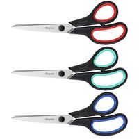 Scissors, 8" Multipurpose Scissors 3-Pack, Ultra Sharp Blades, Comfort-Grip Handles, Sturdy Sharp Scissors for Office Home Teacher School Sewing Fabric Art Craft Supplies